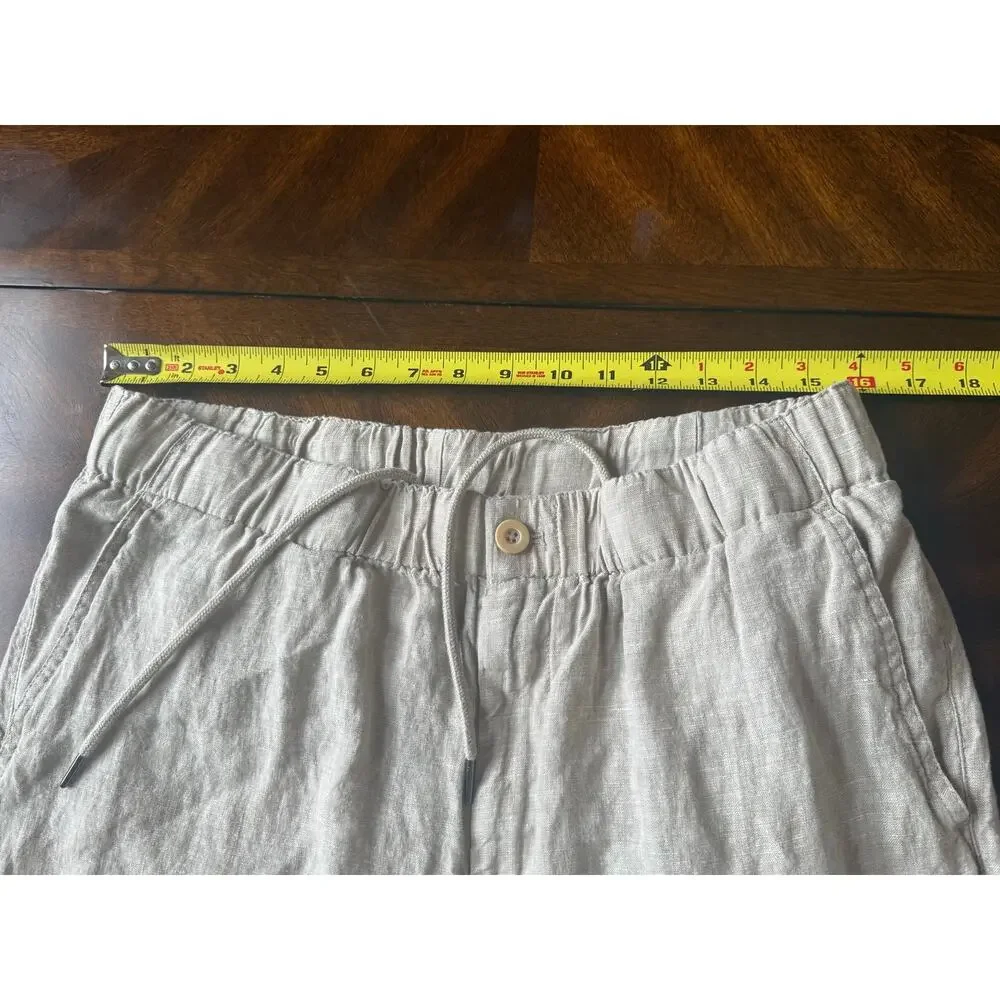 Quince Womens European Linen Pants Large Flax Beige Pull On Straight Minimalist